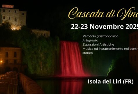 Locandina dell'iniziativa Cascata di Vino a Isola del Liri