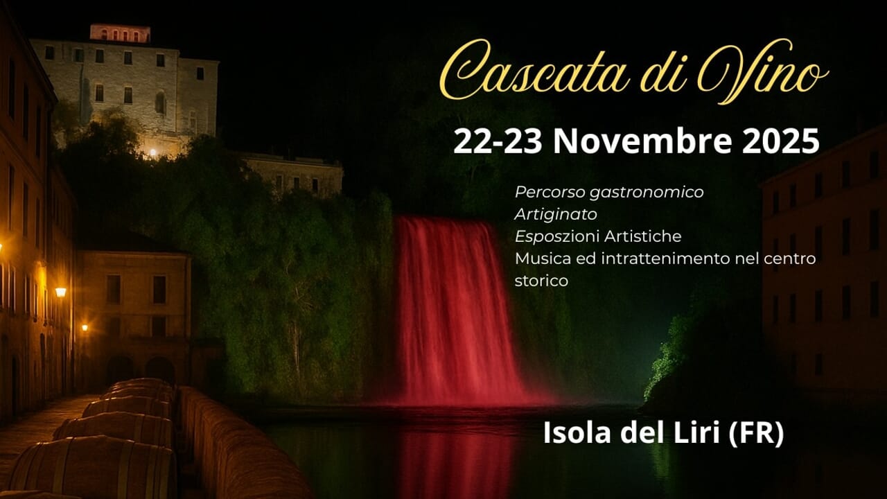 Locandina dell'iniziativa Cascata di Vino a Isola del Liri