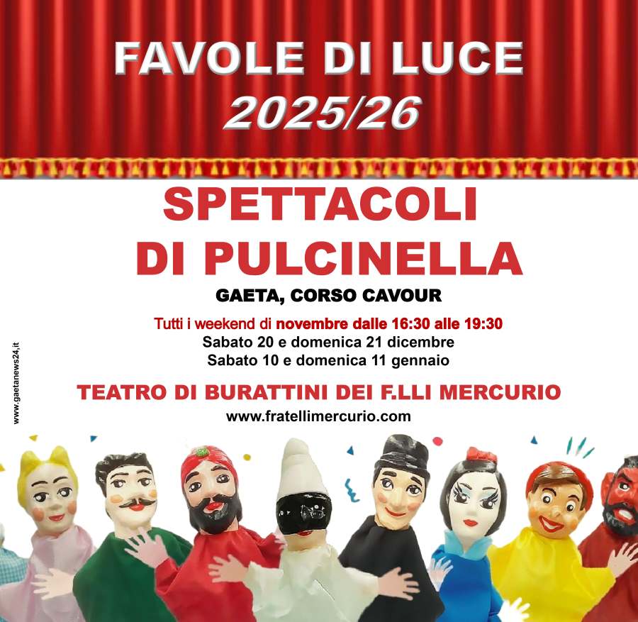 Locandina degli spettacoli di Pulcinella a Gaeta