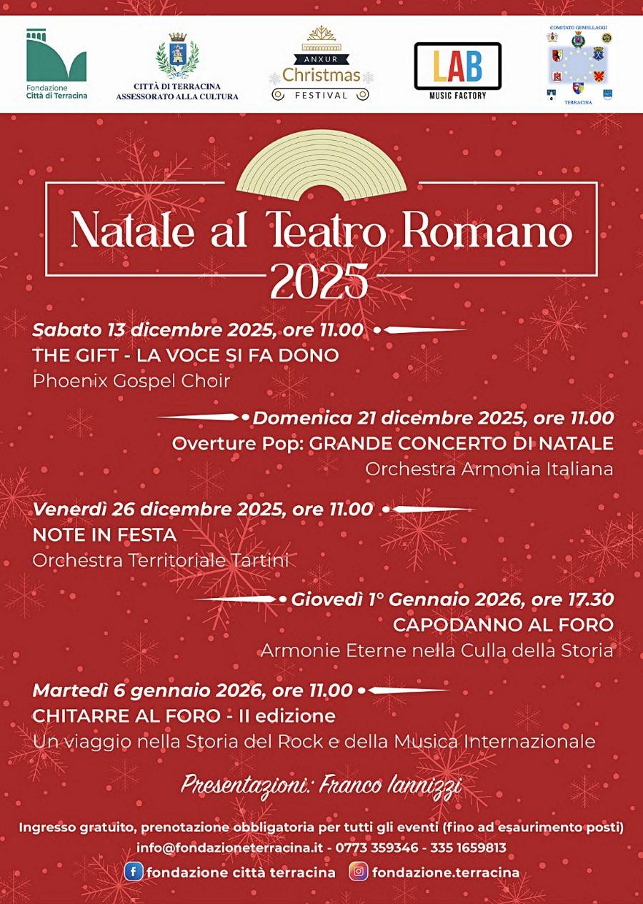 Locandina dell'iniziativa di Terracina Natale al Teatro Romano