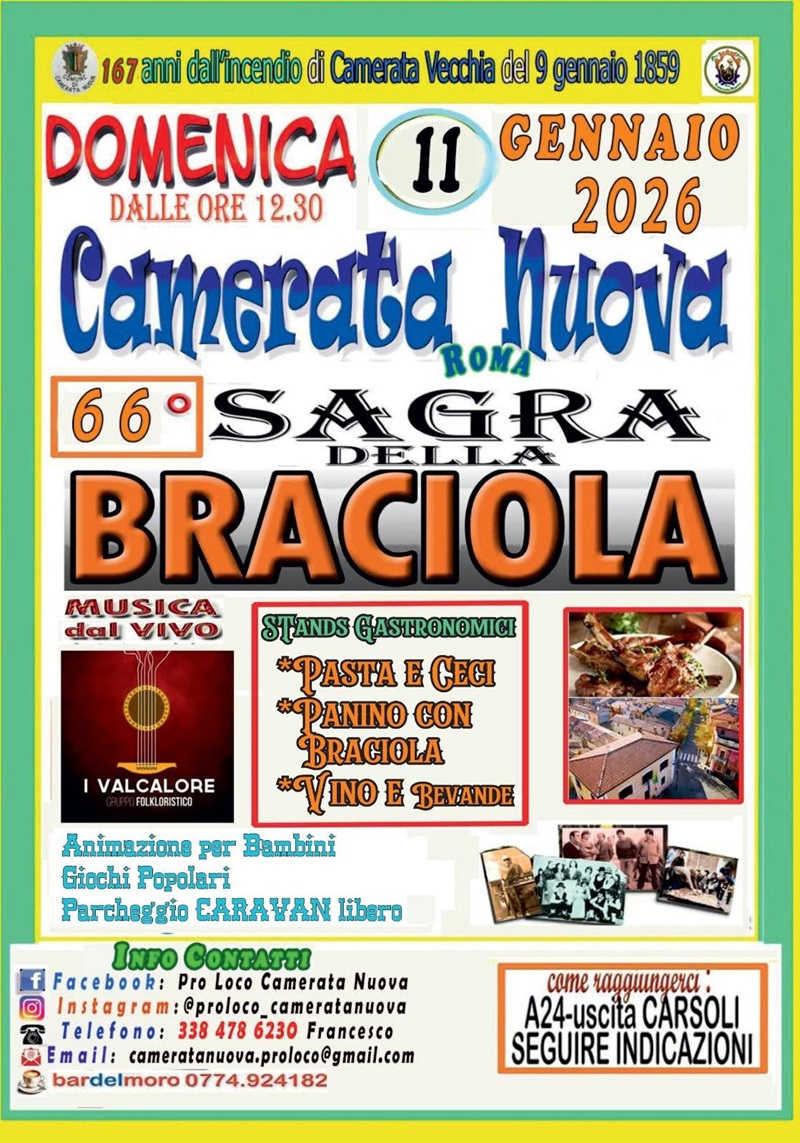 Locandina Sagra della Braciola a Camerata Nuova 2026