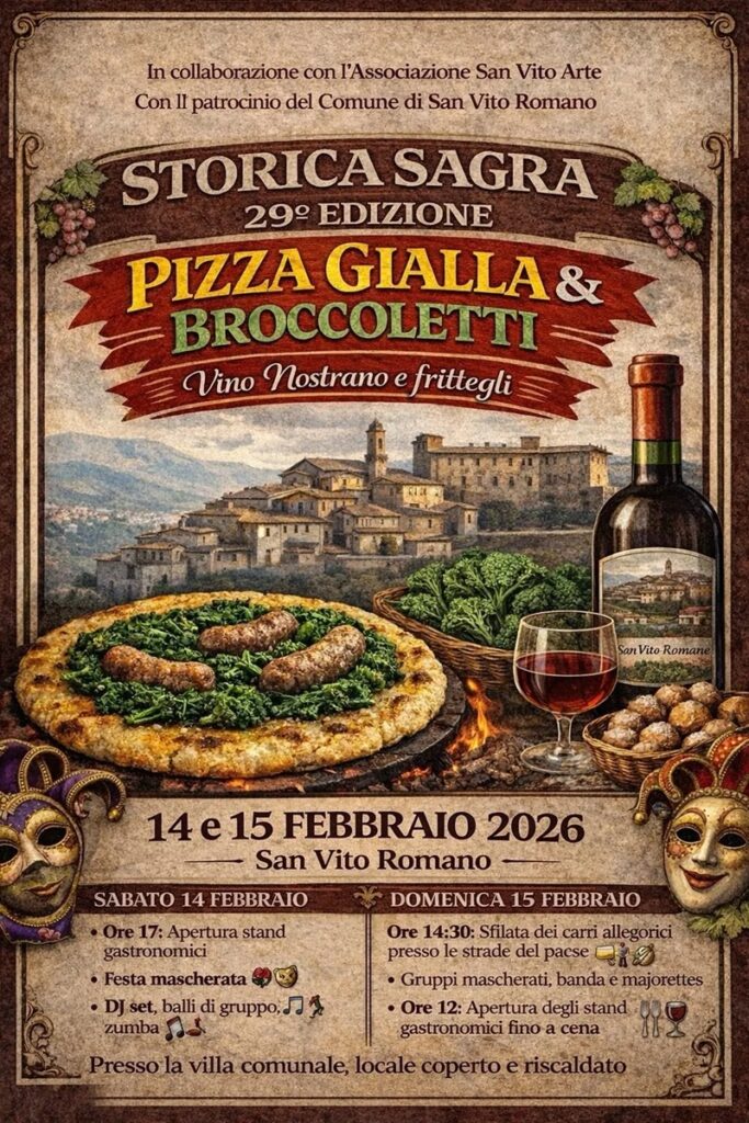 Locandina Sagra Pizza Gialla a San Vito Romano 2026