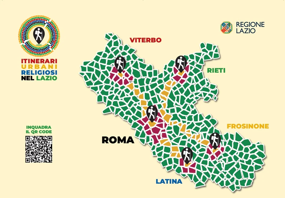 Cartina Itinerari urbani religiosi nel Lazio