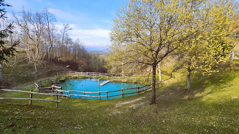 Il laghetto a forma di cuore all'interno del parco