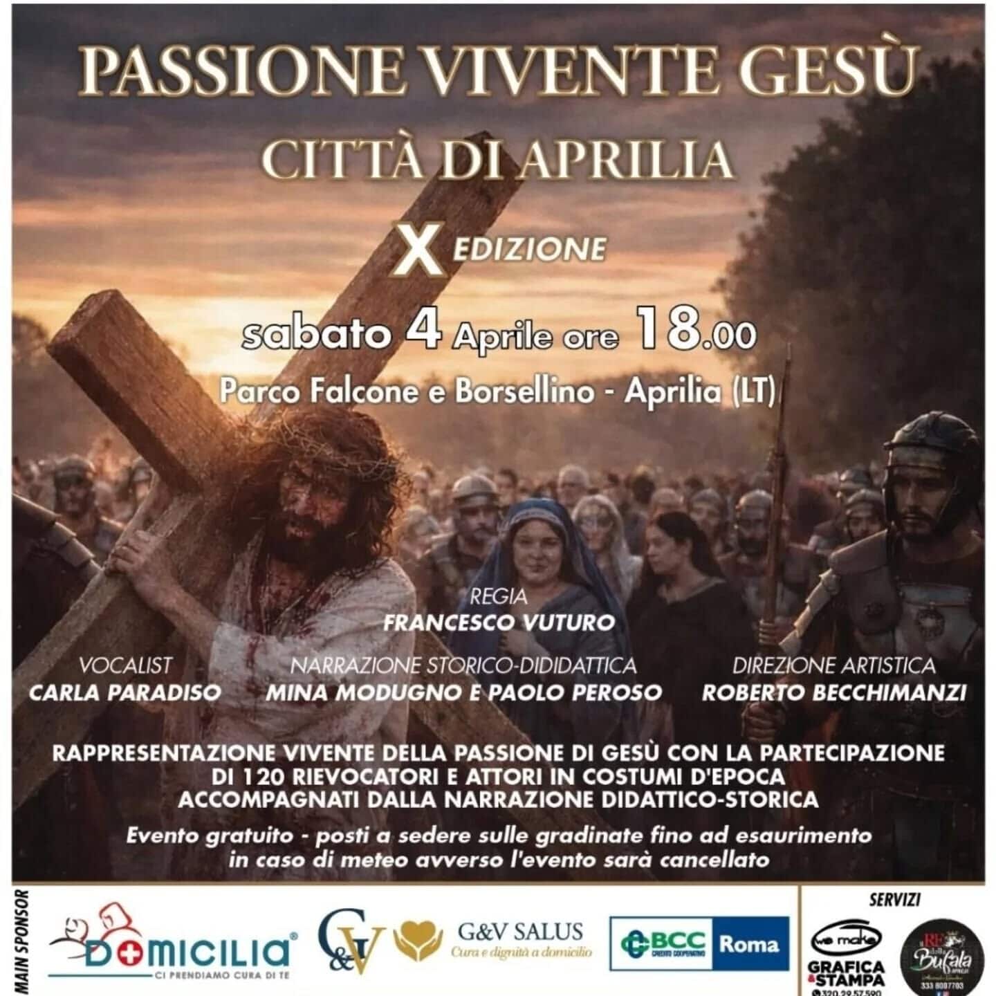 locandina della rappresentazione della passione vivente di aprilia