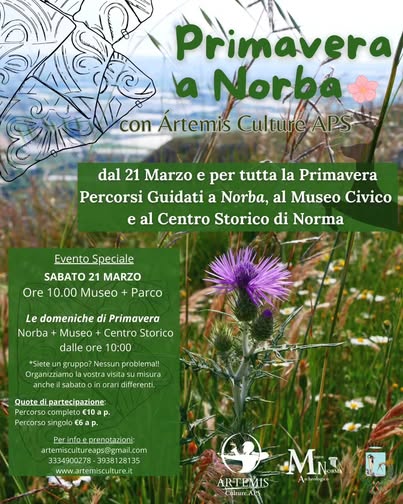 Locandina delle visite guidate a Norma (LT)