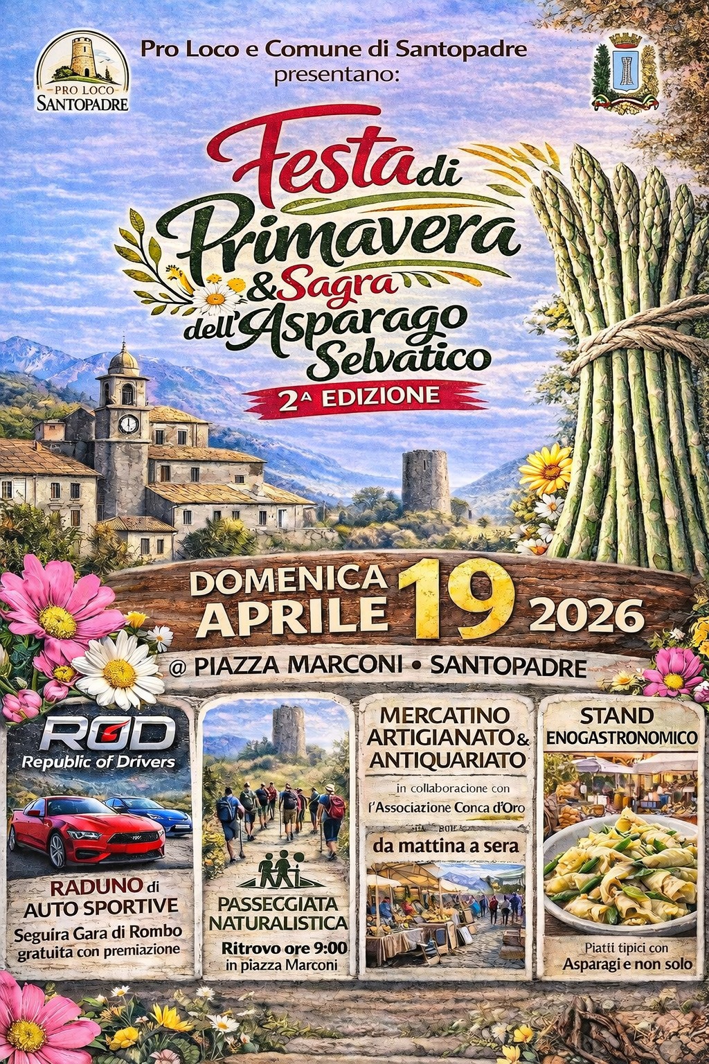 Locandina della Festa di Primavera e Sagra dell'asparago a Santopadre