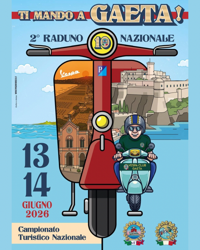 Locandina del Raduno Vespe a Gaeta 13 e 14 giugno 2026