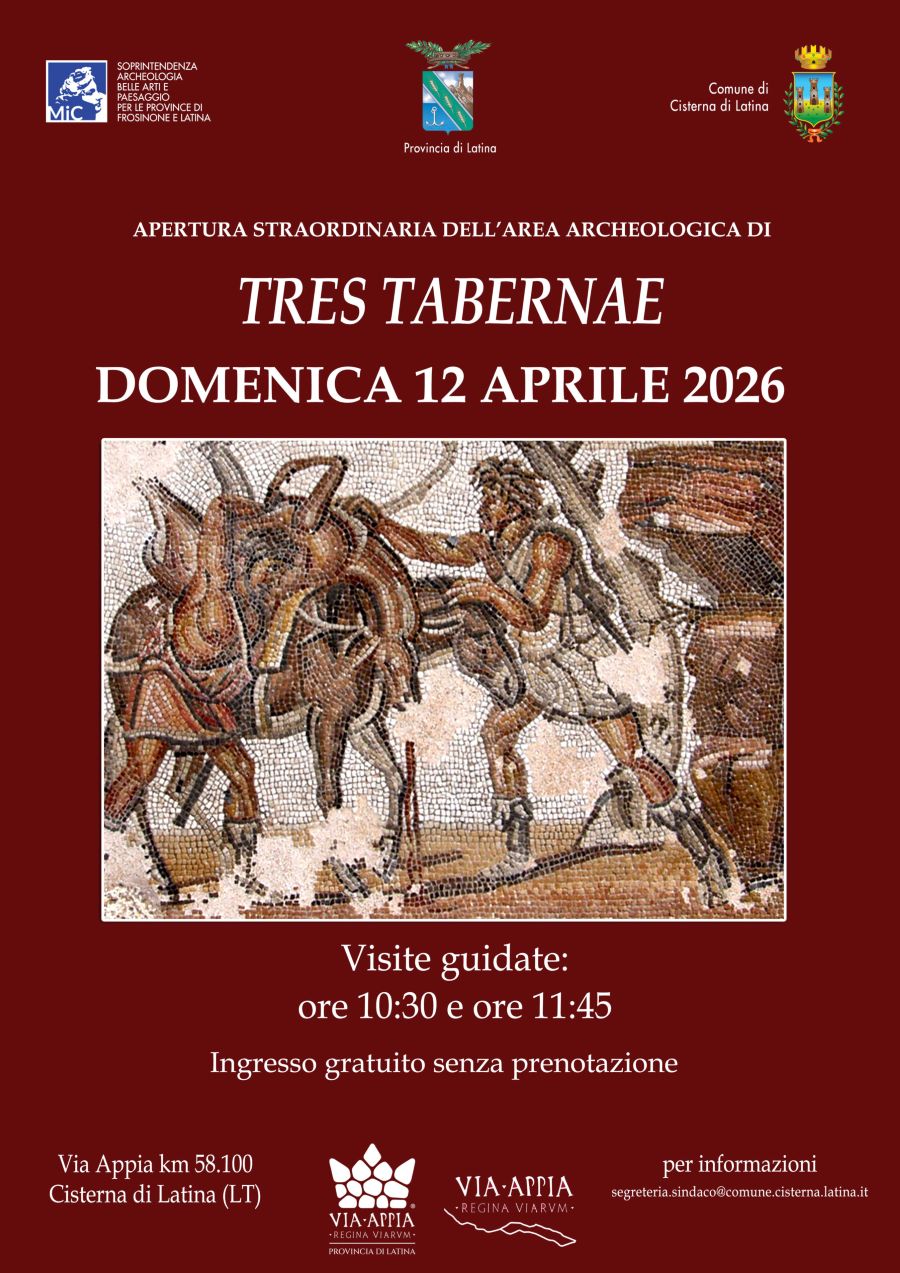 locandina delle Visite guidate a Tres Tabernae di Cisterna di Latina