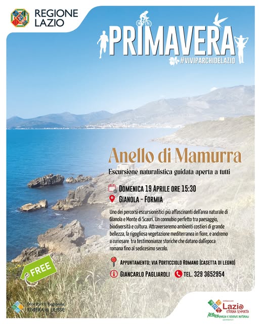 Locandina del Trekking Anello di Mamura nel Parco di Gianola a Formia il prossimo 19 aprile 2026