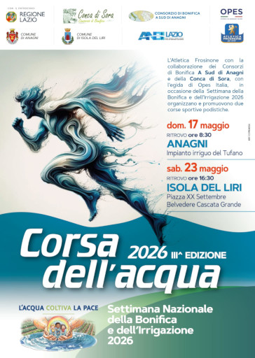 Manifesto della Corsa dell'Acqua 2026, gara podistica in Ciociaria