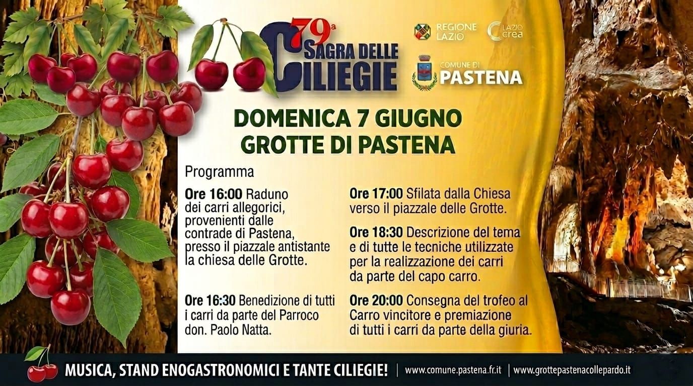 Locandina della Sagra delle Ciliege di Pastena 7 giugno 2026