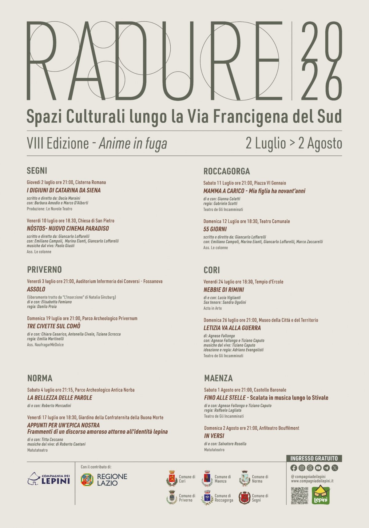 Locandina dell'iniziativa itinerante Radure 2026