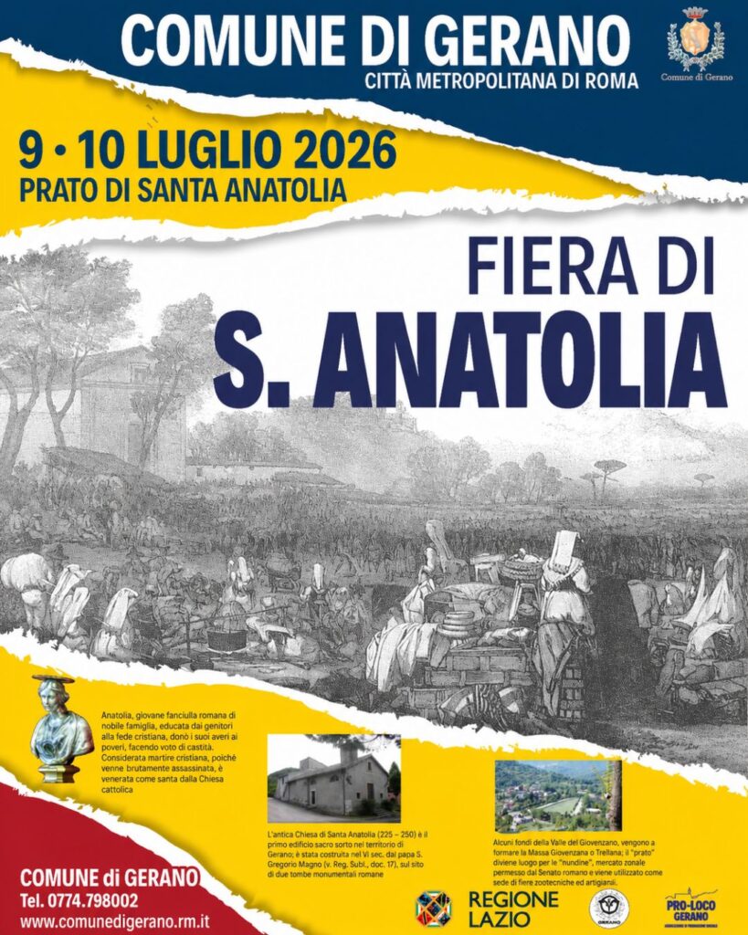 locandina Gerano, Festa e Fiera di Santa Anatolia 2026