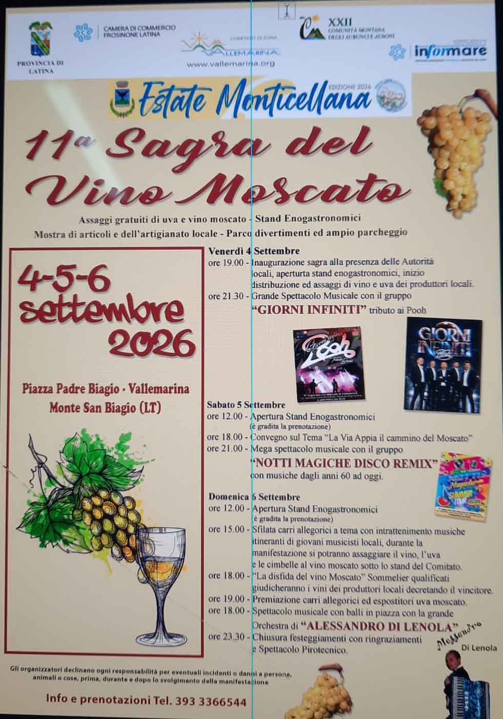 locandina della Sagra del Vino Moscato di Monte San Biagio