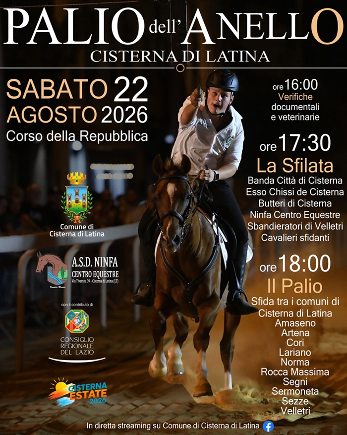 Locandina Palio dell'Anello 2026 a Cisterna di Latina