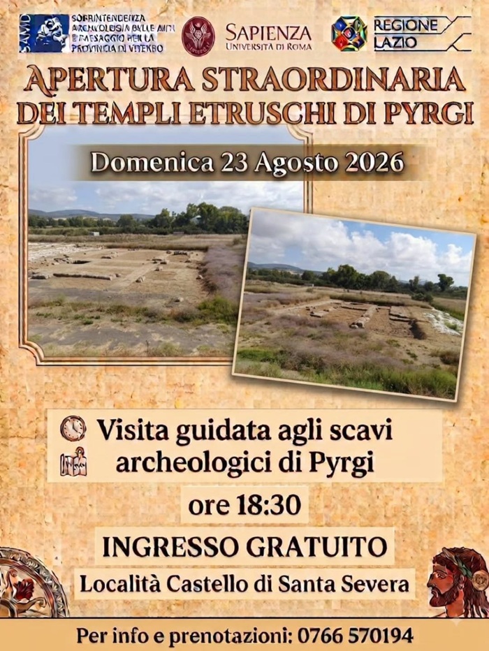 Locandina apertura straordinaria scavi Pyrgi agosto 2026