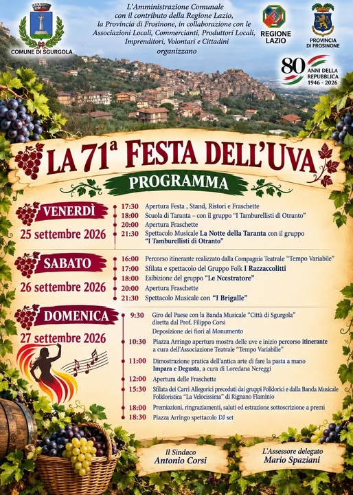 Locandina della festa dell'uva di Sgurgola