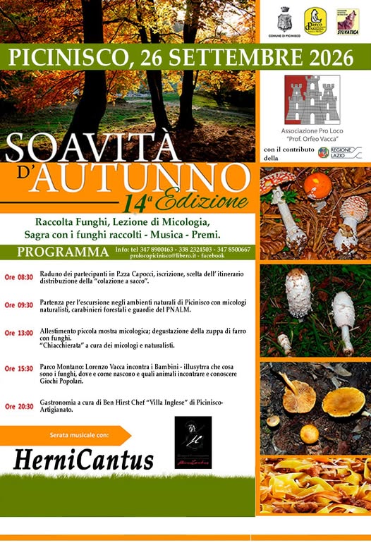 Locandina dell'iniziativa Soavità d'autunno a Picinisco