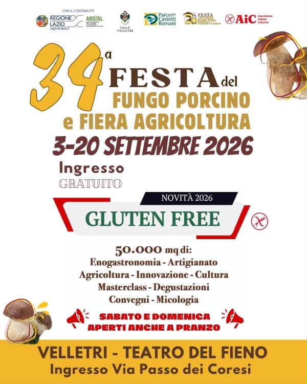 Locandina Festa del Fungo Porcino a Velletri 2026