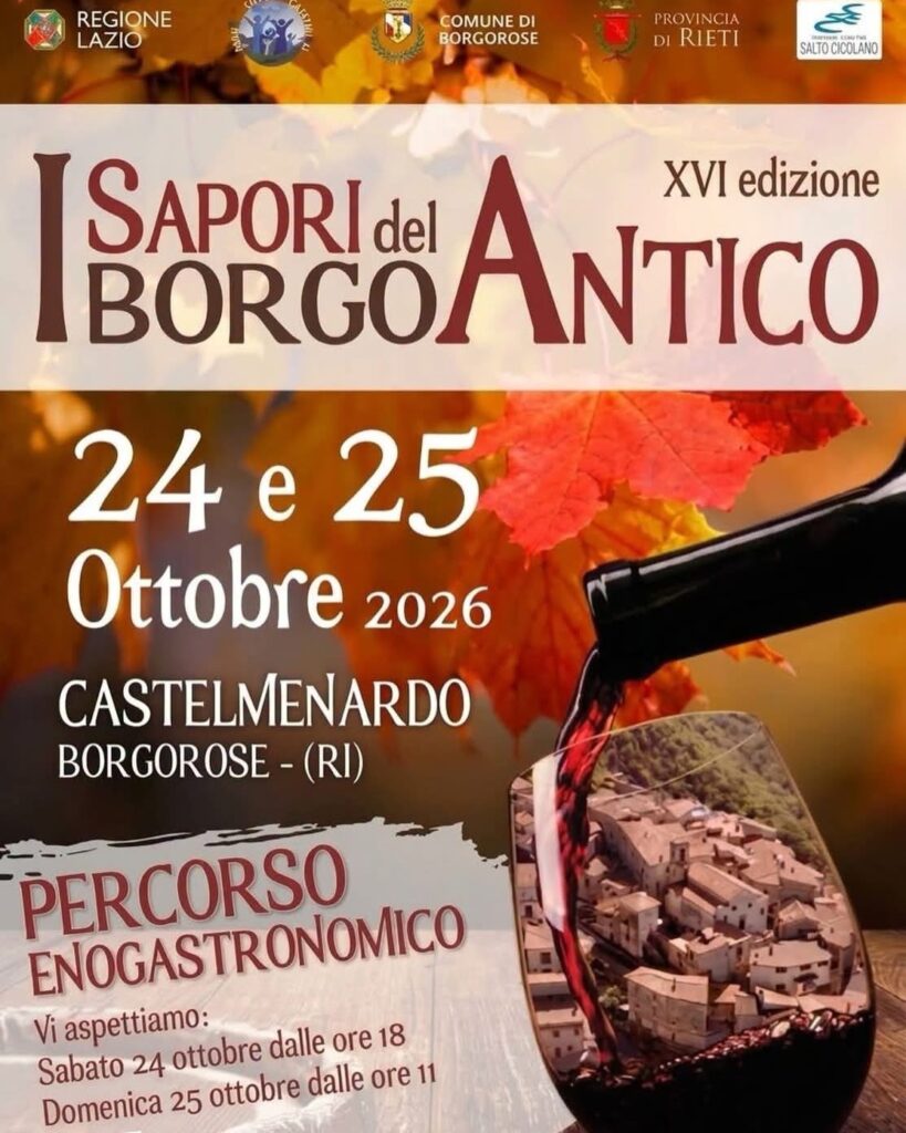 24 ottobre i sapori del borgo antico castelmenardo borgorose