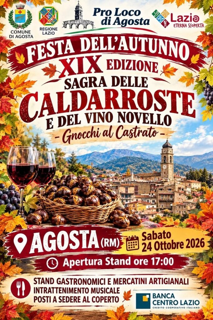 Locandina Sagra Castagne ad Agosta 2026